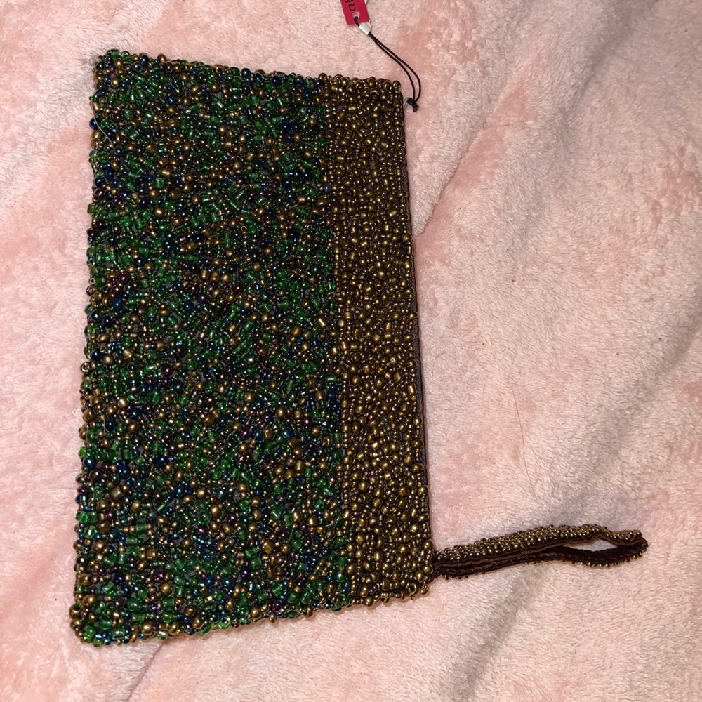 About Color Womens Beaded Clutch Wristlet Bag Purse Evening Day Gold Green